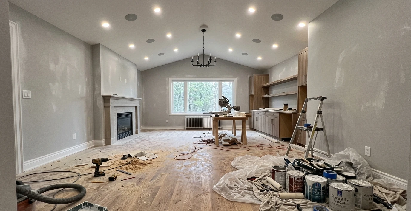 Before professional post-renovation cleaning